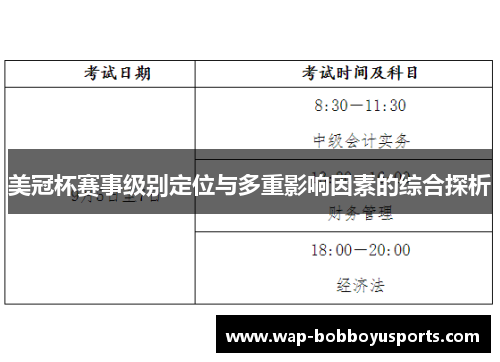 美冠杯赛事级别定位与多重影响因素的综合探析 美冠杯赛事级别定位与多重影响因素的综合探析
