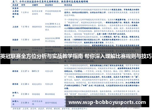 英冠联赛全方位分析与实战教学指南 帮你深入理解比赛规则与技巧
